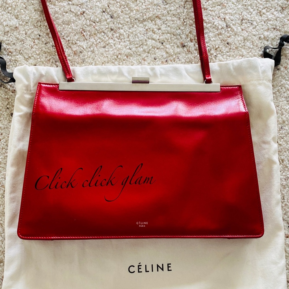 Celine medium clasp red handbag